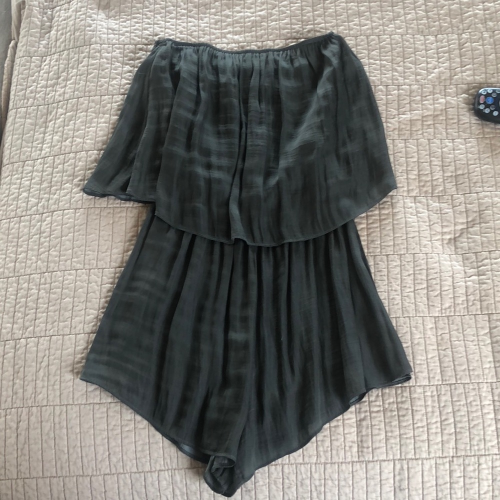Olive green strapless romper